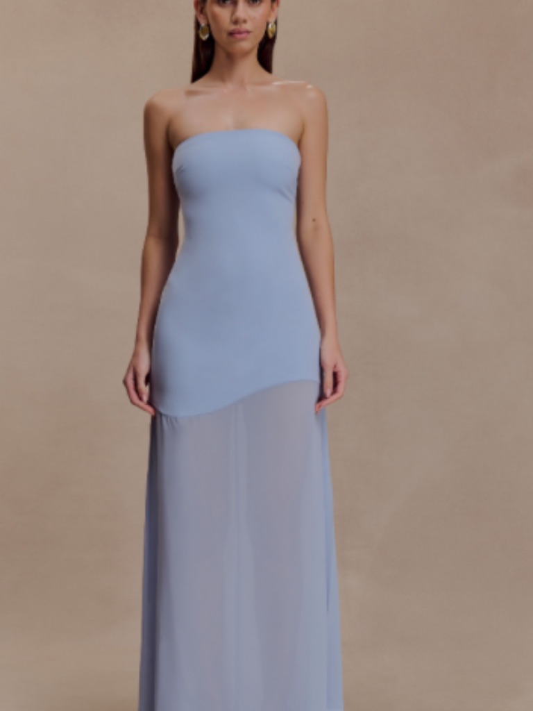 Mason Crepe And Chiffon Maxi Dress - Powder Blue